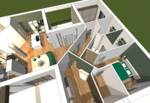 Villa unifamigliare_Vista interna_Modellazione 3D con software BIM Edificius